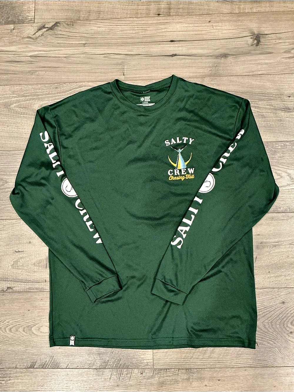 Salty Crew Chasing Tail Long Sleeve Tech Tee Green & White Large